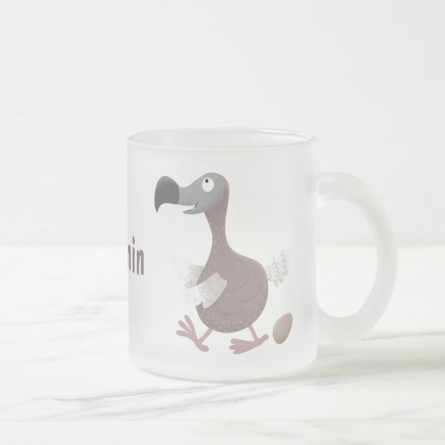 Funny dodo Vogel Cartoon Illustration Mattglastasse (Rechts)