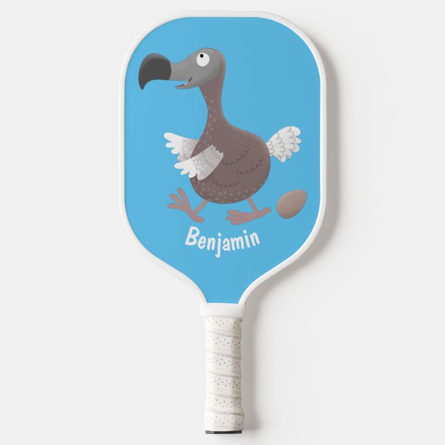 Funny dodo Vogel Cartoon Illustration Pickleball Schläger (Vorderseite)