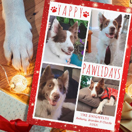 Funny Dog 4 Foto Collage YAPPY PAWLIDAYS Red Feiertagskarte