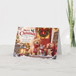 Funny Dog and Cat Christmas Card Karte