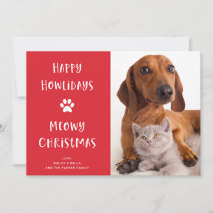 Funny Dog and Cat Christmas mit Foto Feiertagskarte