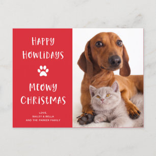Funny Dog and Cat Christmas mit Foto Feiertagspostkarte