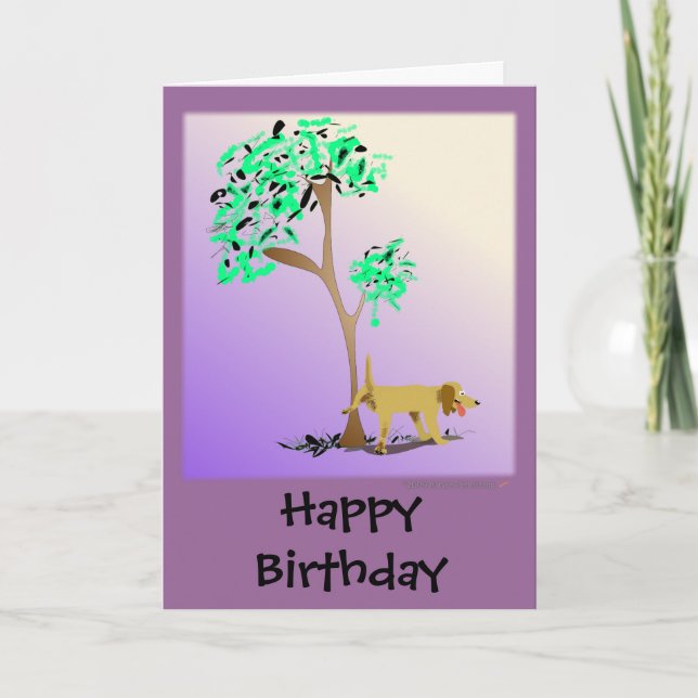 Funny Dog and Tree Edgy Birthday Card Karte (Vorderseite)