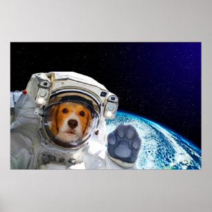 Funny Dog Astronaut Poster