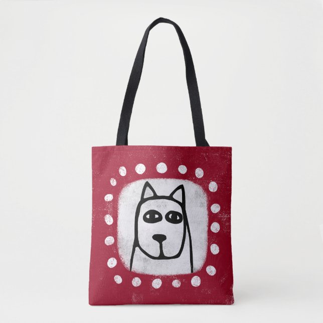 Funny Dog auf Red Tote Bag (Vorderseite)