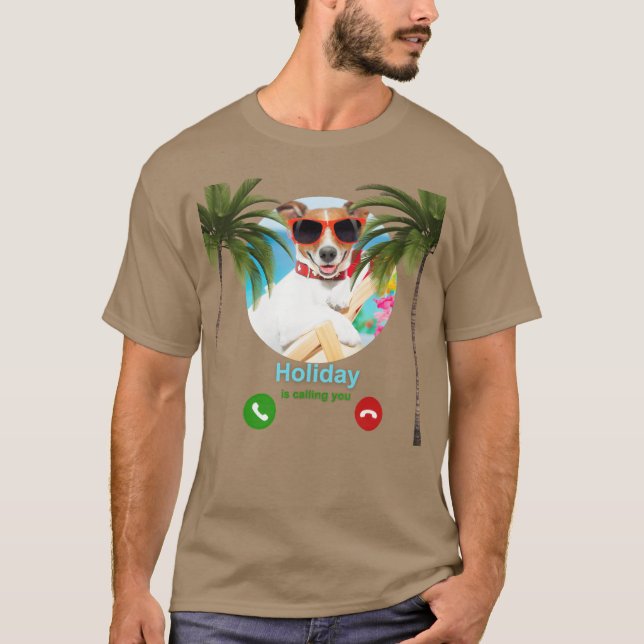 Funny Dog auf UrlaubCute Dog Holiday Retro T-Shirt (Vorderseite)