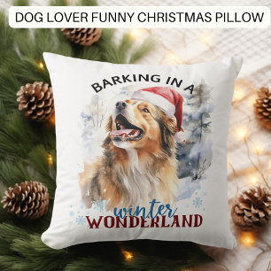 Funny Dog Barking Winter Wunderland Weihnachten Kissen