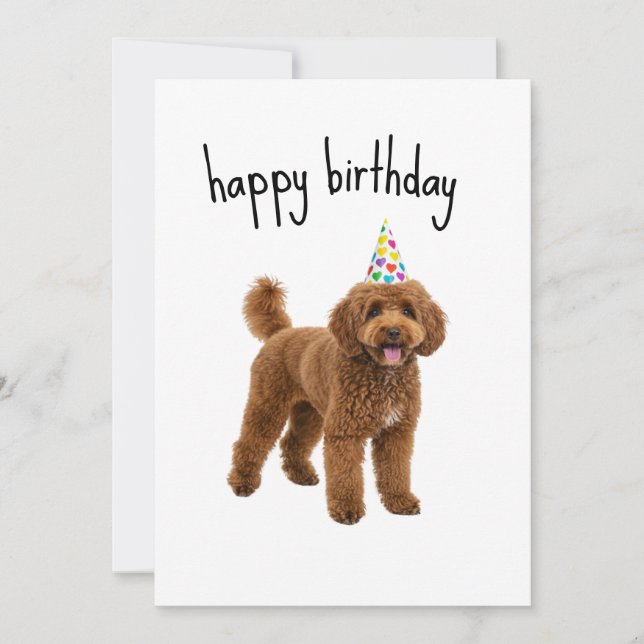 Funny Dog Birthday Card - Poodle Mama oder Vater G Einladung (Vorderseite)
