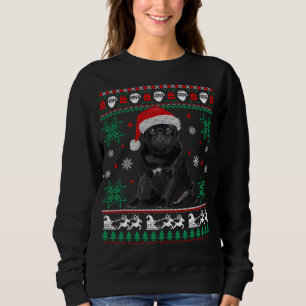 Funny Dog Black Mops Ugly Christmas Sweater Sweatshirt