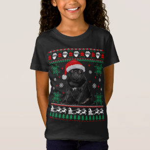 Funny Dog Black Mops Ugly Christmas Sweater T-Shirt