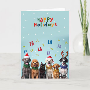 Funny Dog Cat Choir Happy Holidays Card Karte
