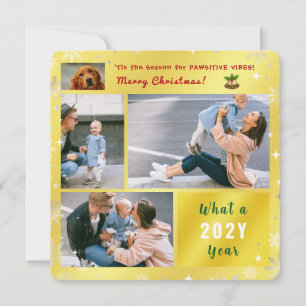 Funny Dog Cat Elegante Golden Foto Collage Letter Feiertagskarte