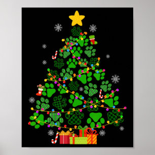 Funny Dog Cat Paws Weihnachtsbaum Xmas Lights Anim Poster
