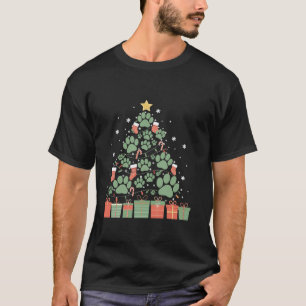Funny Dog Cat Paws Weihnachtsbaum Xmas Lights Begl T-Shirt