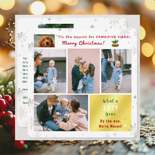 Funny Dog Cat Wir haben neue Zuhause 6 Fotos versc Feiertagskarte