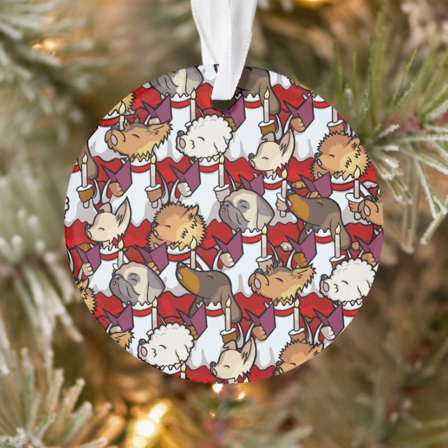 Funny Dog Choir Christmas Carol Singers Cartoon Ornament (Baum)