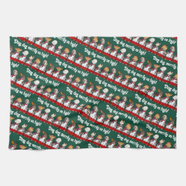 Funny Dog Choir Ding Dog Xmas Carol Pun Cartoon Geschirrtuch