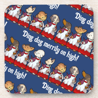 Funny Dog Choir Xmas Carol Pun Dachshund Cartoon Getränkeuntersetzer