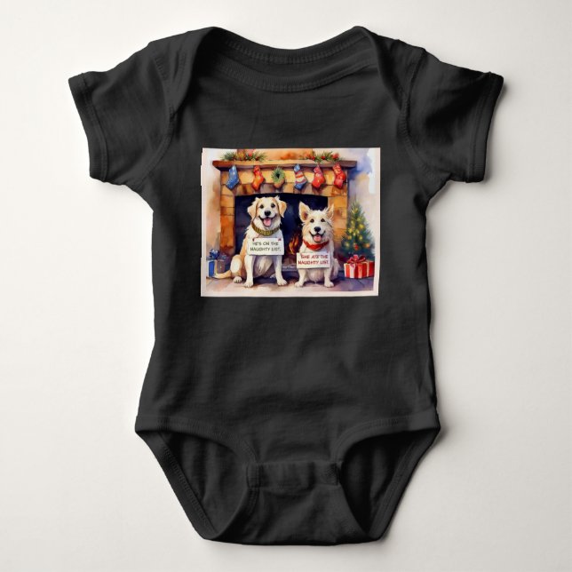 Funny Dog Christmas Baby Bodysuit Baby Strampler (Vorderseite)