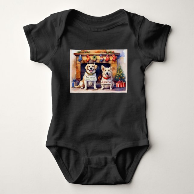 Funny Dog Christmas Baby Bodysuit Strampler (Vorderseite)