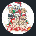 Funny Dog Christmas, Runder Aufkleber<br><div class="desc">Verbringen Sie Feiertagsstimmung mit unserem "Funny Dog Christmas" T - Shirt,  mit einem bezaubernden Spaß,  der die ganze Saison über Lächeln holen wird! 🐾 🎄</div>