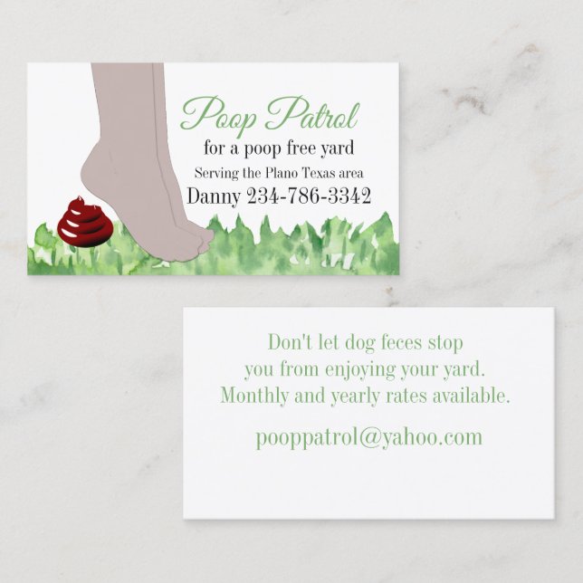 Funny Dog Clean Up Business Card Visitenkarte (Vorne/Hinten)