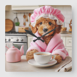 Funny Dog Clock Kaffee liebt Wall Clock Quadratische Wanduhr