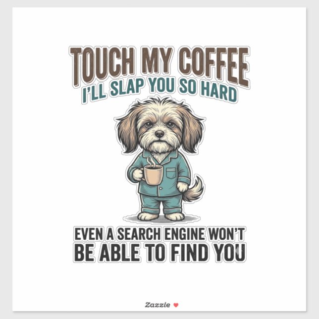 Funny Dog Coffee Warning Vintage Engraving Design_ Aufkleber (Blatt)