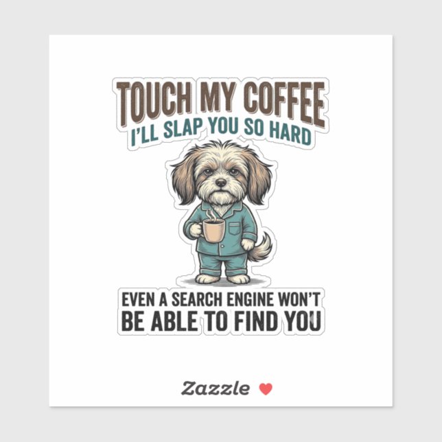 Funny Dog Coffee Warning Vintage Engraving Design_ Aufkleber (Blatt)