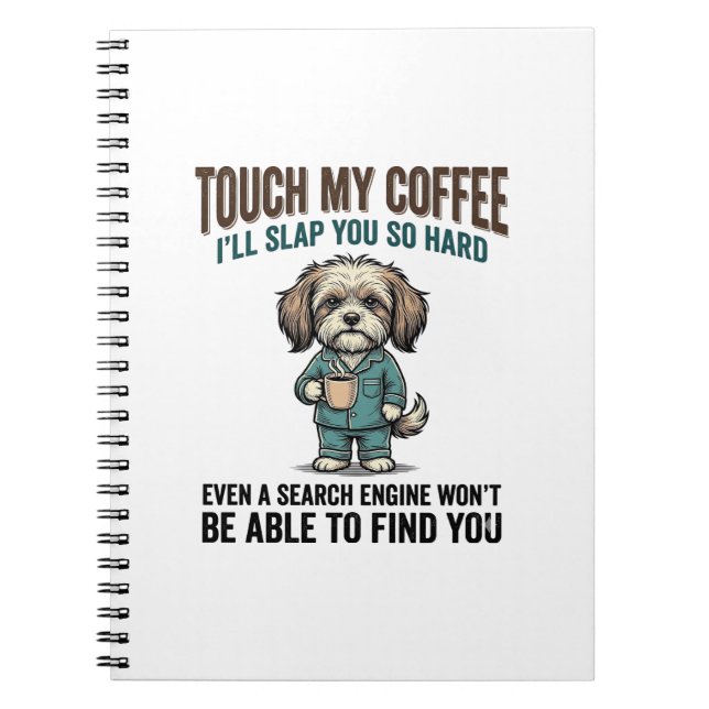 Funny Dog Coffee Warning Vintage Engraving Design_ Notizblock (Vorderseite)