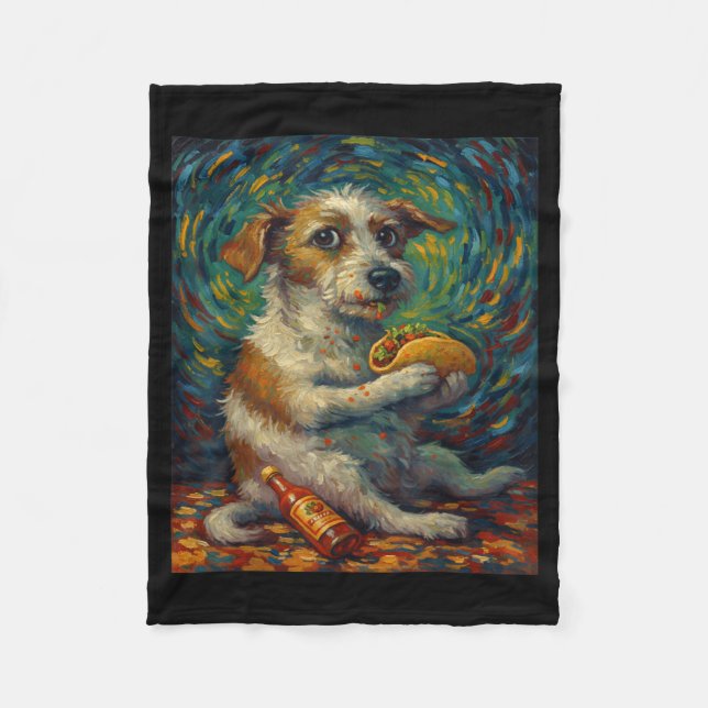 Funny Dog Eating Taco Graphic Art Design  Fleecedecke (Vorderseite)