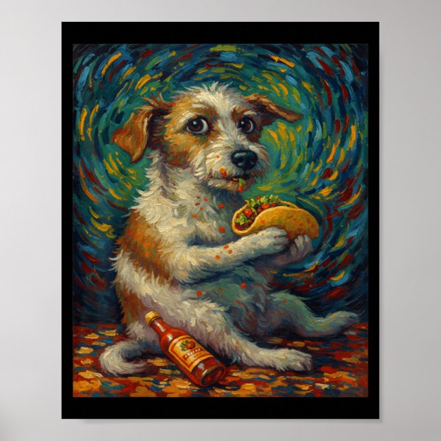 Funny Dog Eating Taco Graphic Art Design  Poster (Vorne)