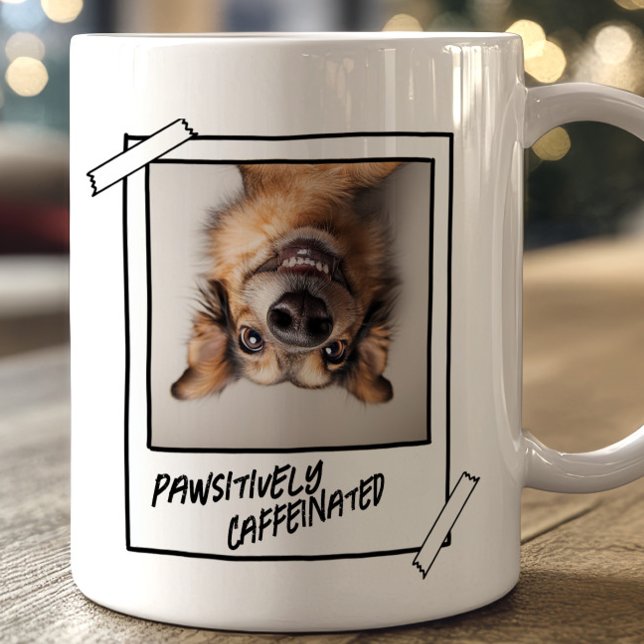 Funny Dog Foto Kaffee Tasse Pawsitiv koffeiniert (Funny dog mug Pawsitively caffeinated)