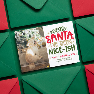 Funny Dog Foto Weihnachtsmann Foto Personalisiert Feiertagskarte