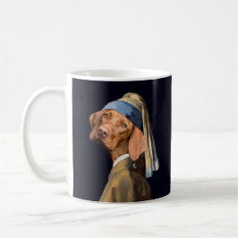 Funny Dog Girl mit Pearl Earring Vermeer Parody Kaffeetasse
