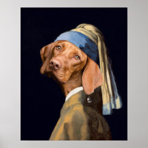 Funny Dog Girl mit Pearl Earring Vermeer Parody