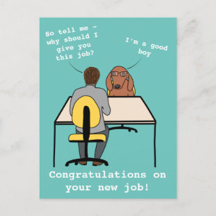 Funny dog Illustration gratuliert neuer Job Postkarte