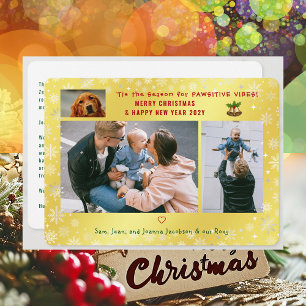 Funny Dog Katze Pawsitive 3 Fotos Minimalistisch G Feiertagskarte