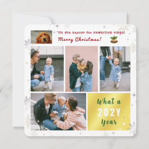 Funny Dog Katze Pawsitive 5 Fotos Collage Modern Feiertagskarte