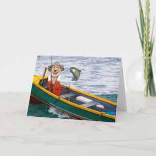 Funny Dog/Labrador Fisherman Birthday Karte