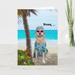 Funny Dog/Labrador Hawaiian Birthday Karte