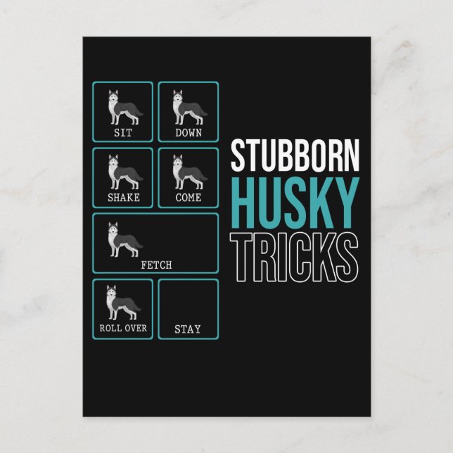 Funny Dog Lazy Puppy Stubborn Husky Postkarte (Vorderseite)