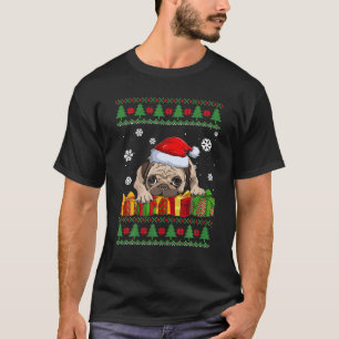 Funny Dog Liebhaber Niedlichen Mops Weihnachtsmann T-Shirt