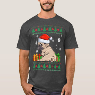 Funny Dog Liebhaber Niedlichen Mops Weihnachtsmann T-Shirt