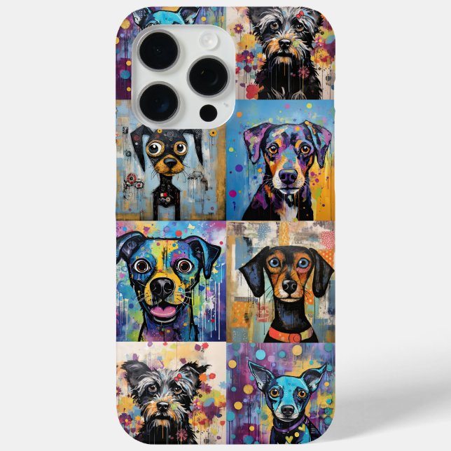 Funny Dog Liebhaber Tierportrait Niedliches Mosaik Case-Mate iPhone Hülle (Rückseite)