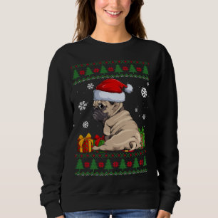 Funny Dog liebt Niedlichen Mops Weihnachtsmannmütz Sweatshirt
