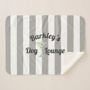Funny Dog Lounge Personalisiert Taupe Stripes Sherpadecke