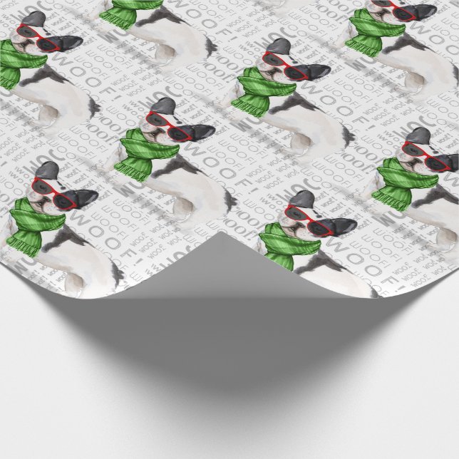 Funny Dog Lover Boston Terrier Weihnachten Geschenkpapier (Ecke)