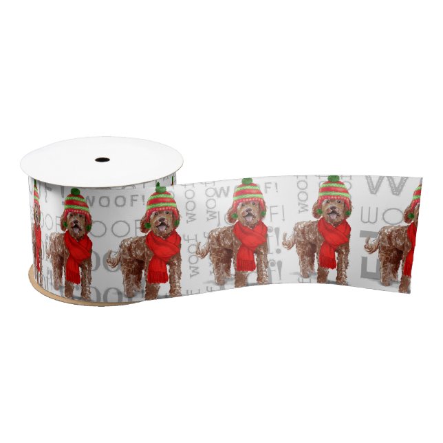Funny Dog Lover Brown Labradoodle Weihnachten Satinband (Spule)