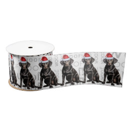 Funny Dog Lover Christmas Black Labrador Retriever Satinband